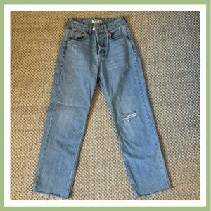 PULL & BEAR Light Wash High Waisted Boyfriend Jeans with Button Fly